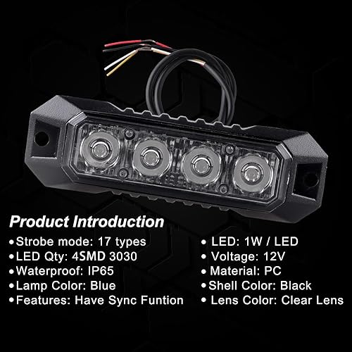 Miniatura 4 de Luces estroboscópicas LED de emergencia intermitentes para camiones, 4 LED, montaje en superficie, advertencia estroboscópica, luz azul intermitente