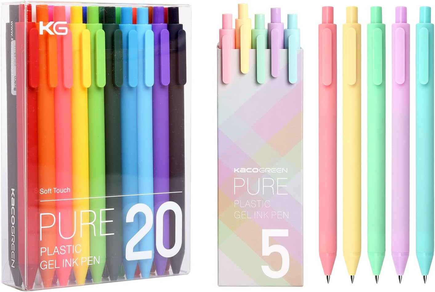 Kaco 25 Pieces Colored Retractable Gel Pens PURE Multi