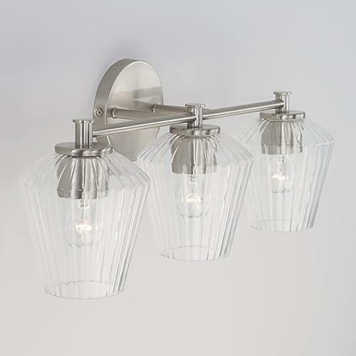 Miniatura 3 de Capital Lighting 141431BN-507 Beau Mid-Century - Soporte de pared para tocador de baño, 3 luces, 300 vatios en total, 10 pulgadas de alto x 24