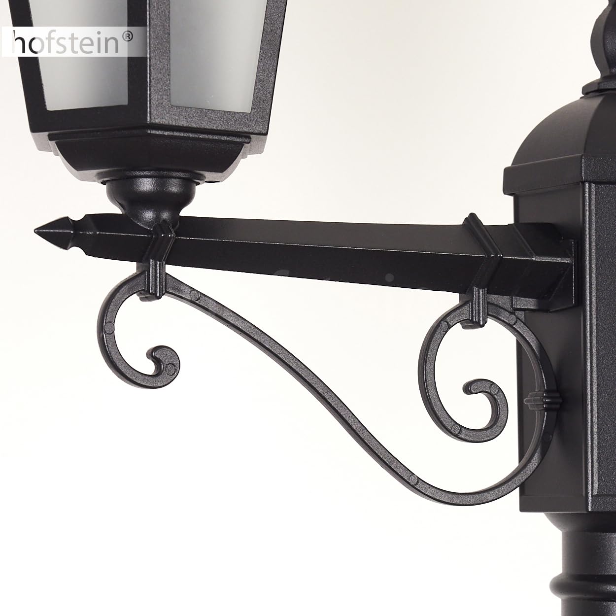 HOFSTEIN Lampa zewnętrzna Loria, oświetlenie ścieżki z metalu/szkła mlecznego w kolorze czarnym/białym, kandelabr 2-punktowy w antycznym stylu, wysokość maks. 200 cm, oświetlenie ogrodowe IP44, 2 x