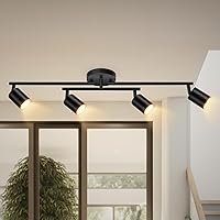 Vista 24 de Lámpara de riel negra, accesorios de iluminación modernos para cocina de techo, luces LED de riel giratorias de 1 luz, iluminación de apliques