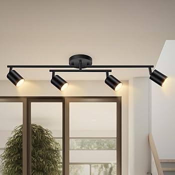 HTH glitter setup（BLACK） Hurrah Track Lighting Fixture Kit 4-Lights - Black Flexibly