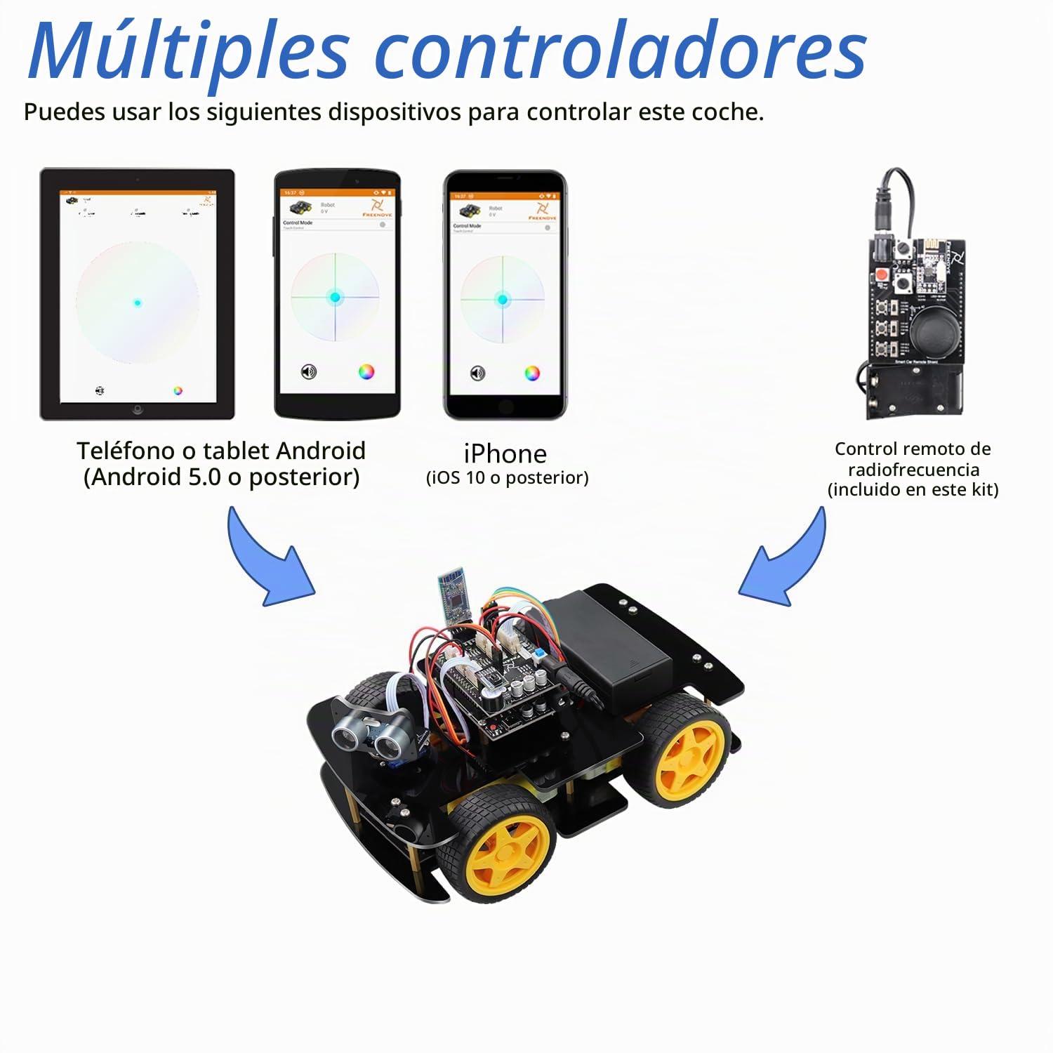 Freenove 4WD Car Kit with Remote (Compatible with Arduino IDE), Line Tracking, Obstacle Avoidance, Ultrasonic Sensor, Wireless Control Motor Servo