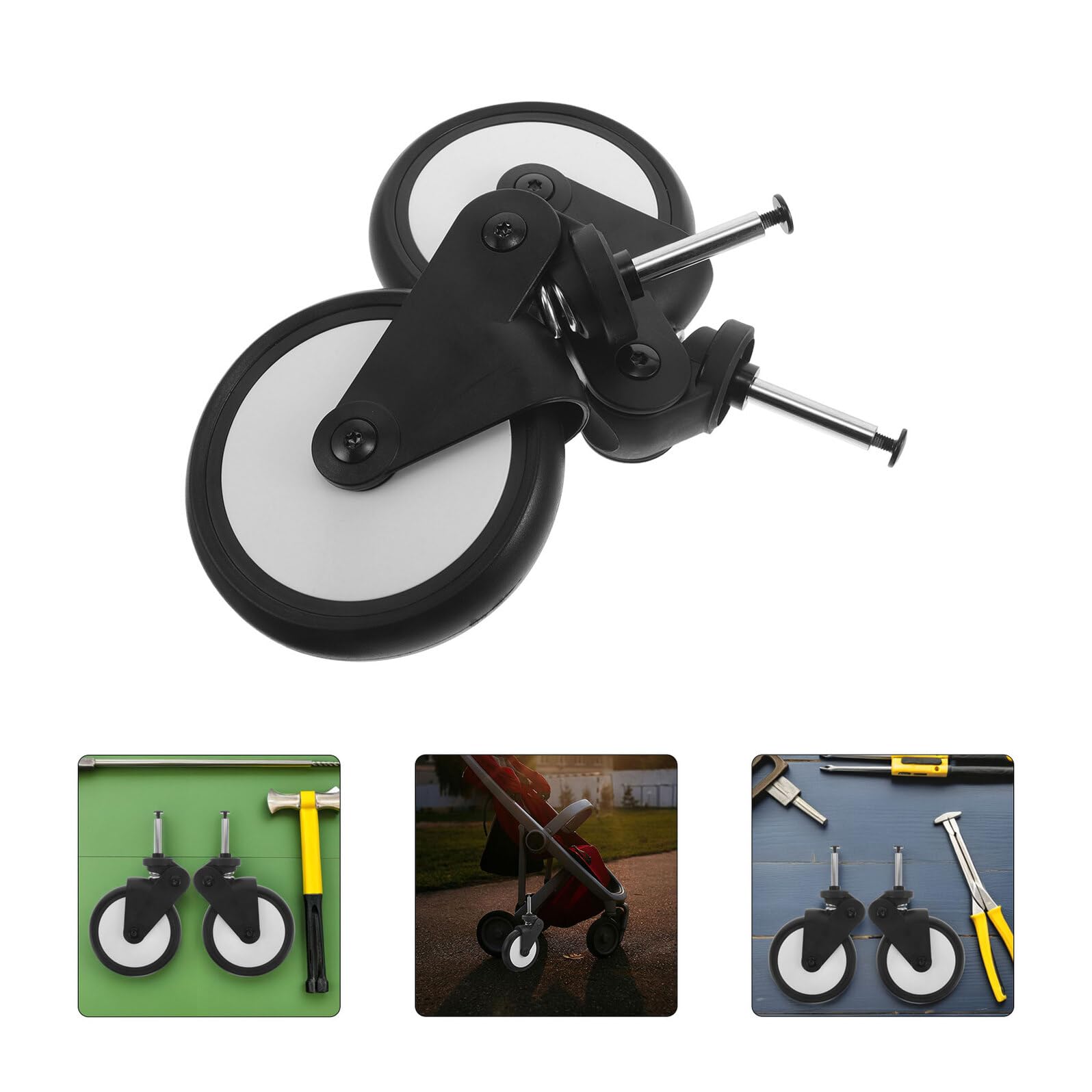 VICASKY Roues de Poussette Avant en Caoutchouc, Jeu de 2 Roues de Remplacement Universelles pour Poussettes, Compatible Trotteur Bébé, Accessoires de Rechange Robustes pour Usage