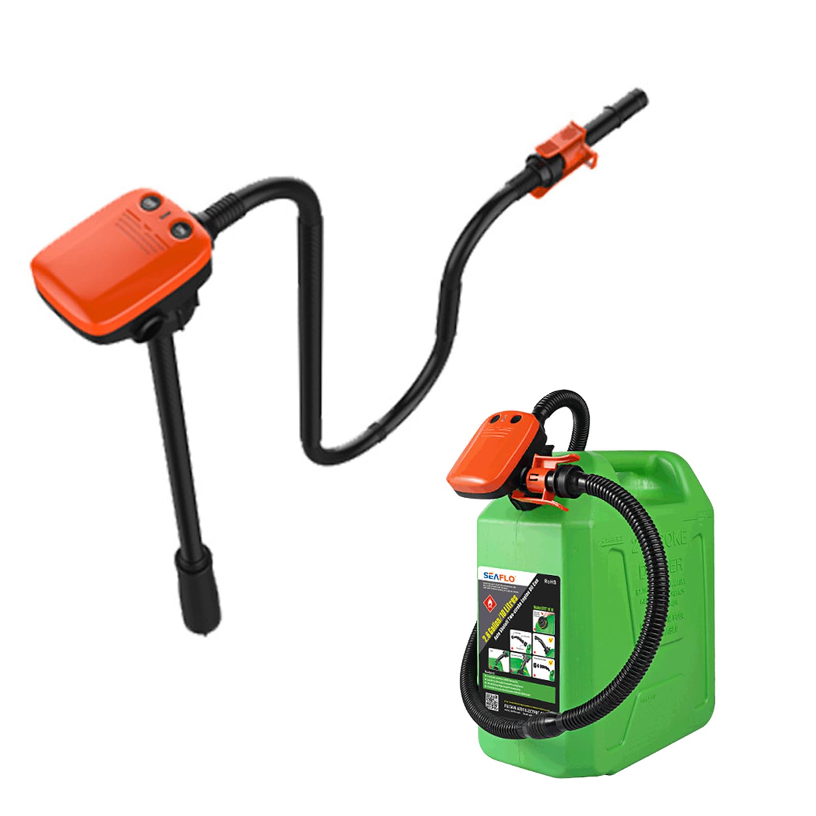 Bomba de transferencia de combustible, bomba de líquido de batería de manguera extra larga con sensor de parada automática y adaptador de 3 tamaños, bomba de transferencia de bomba de combustible