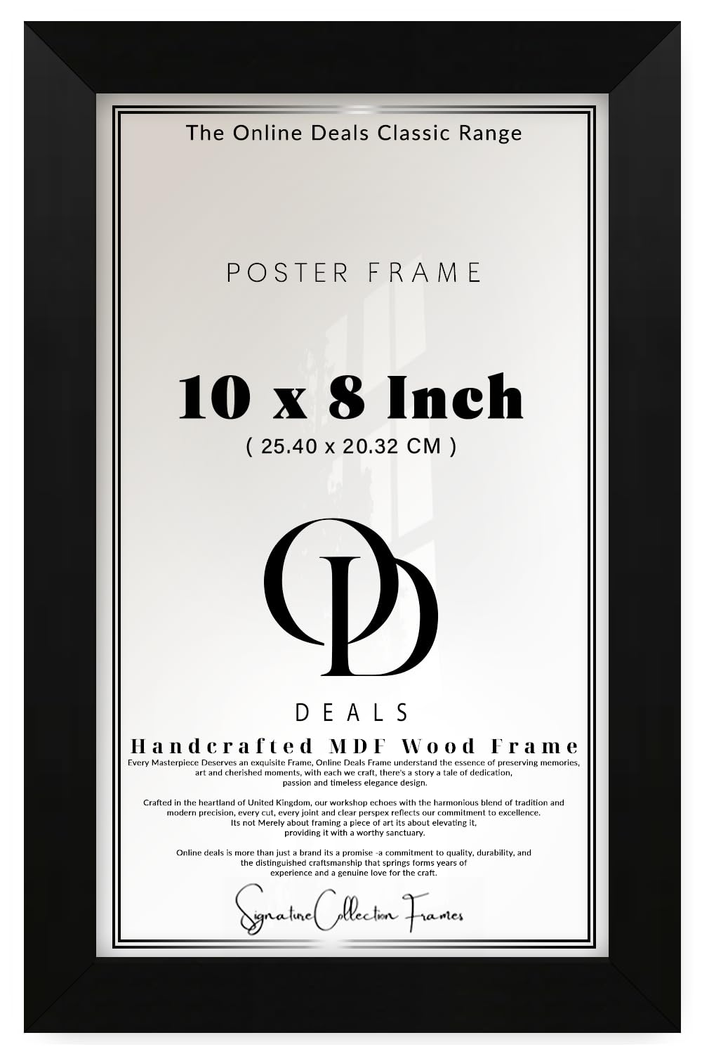 OD Deals | Modern Small 10 X 8 Inch Poster Frame — Elegant Vertical And Horizontal Display For Living Rooms, Offices, Art Galleries, Wall Art And Photo Prints (25.40 X 20.32 CM) Matt Black