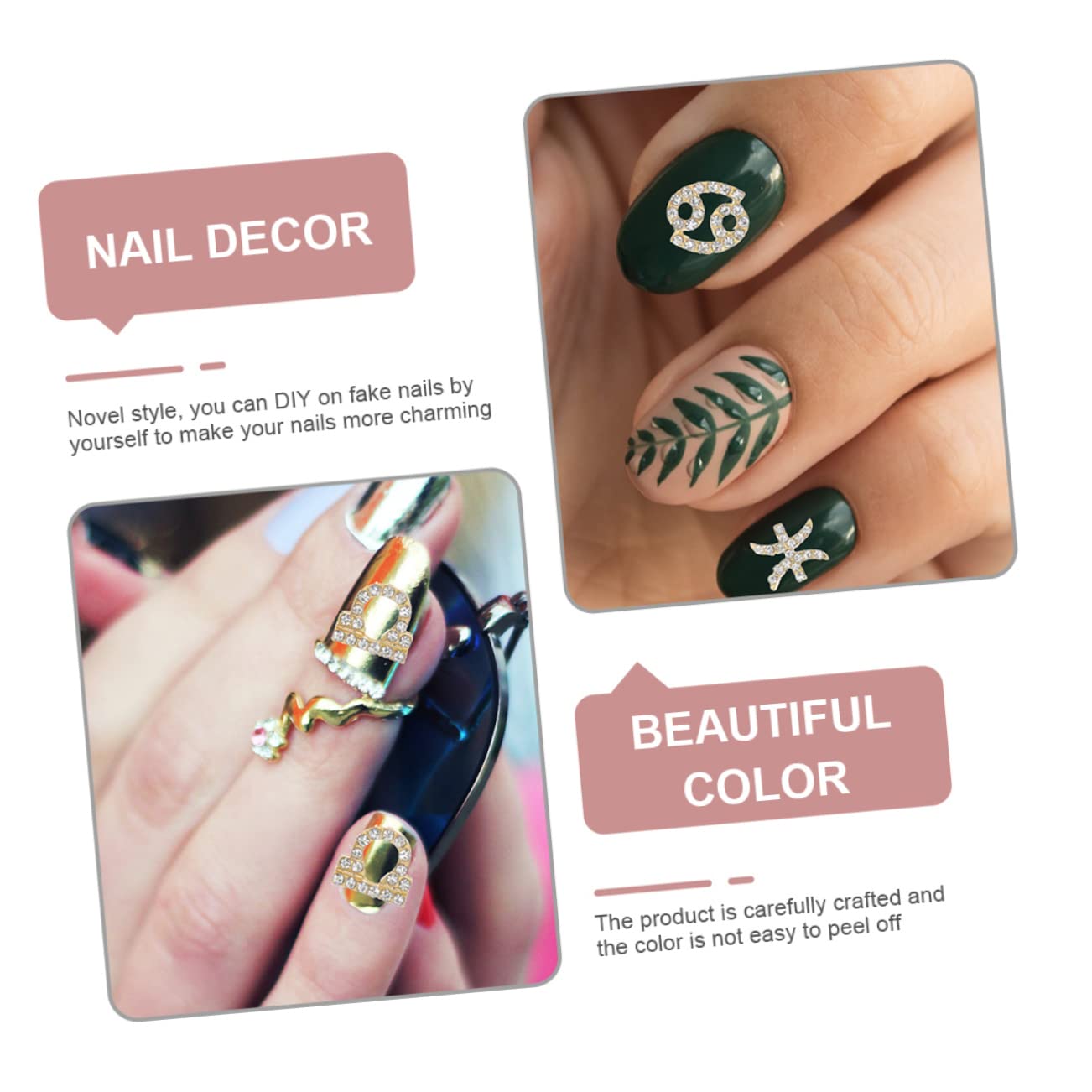 Didiseaon 5 Set di Ciondoli per Unghie per Nail Art 12 Segni di Ciondoli per Unghie Strass Decorazioni Eleganti per Unghie per Occasioni Speciali Pezzi * 5