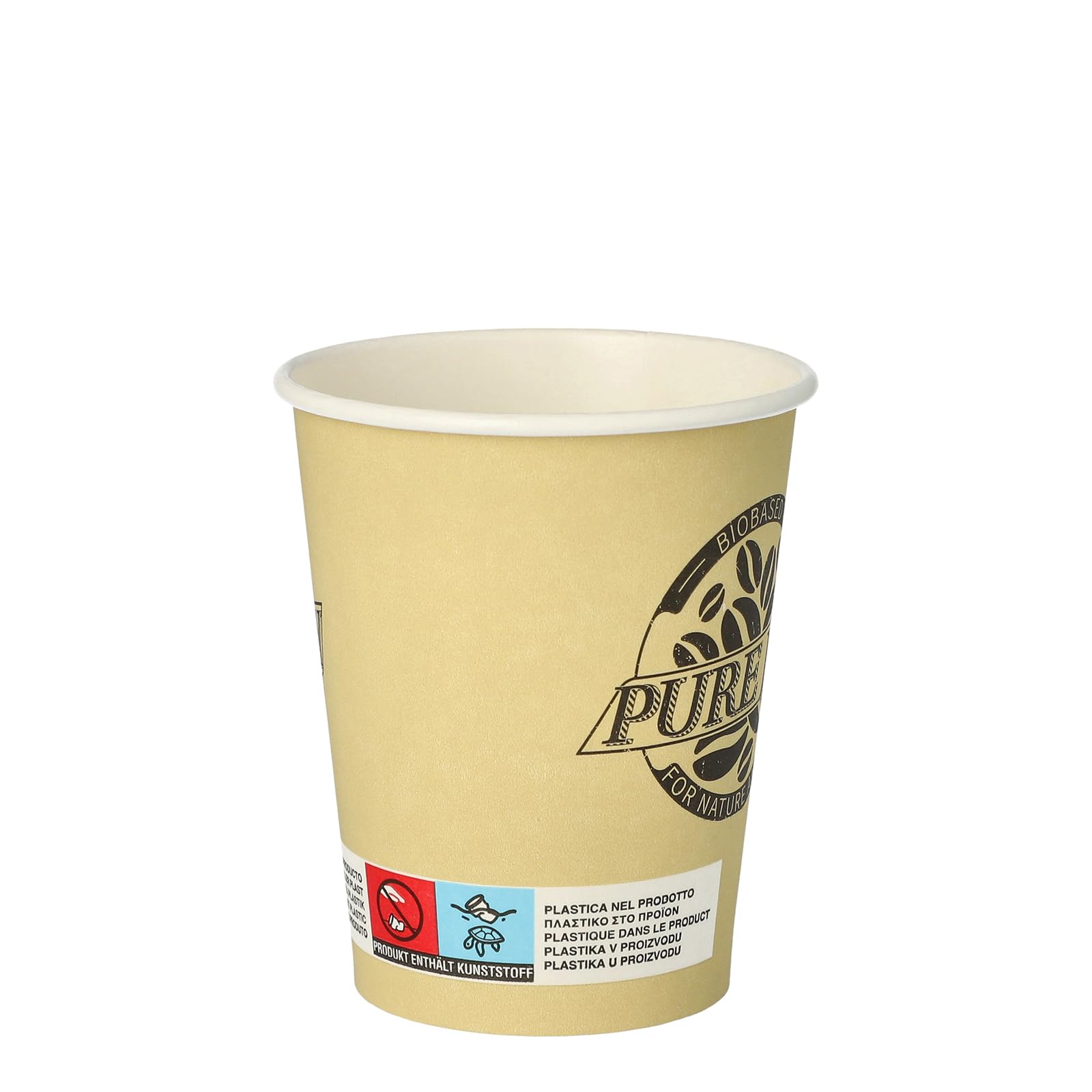 Papstar | 50 Bicchieri “Pure”, Linea “Pure Joy”, Materiale Carta, Dimensioni 0,2 l Ø 8 cm · 9,2 cm, Colore Crema, 50 Bicchieri x 20 Confezioni