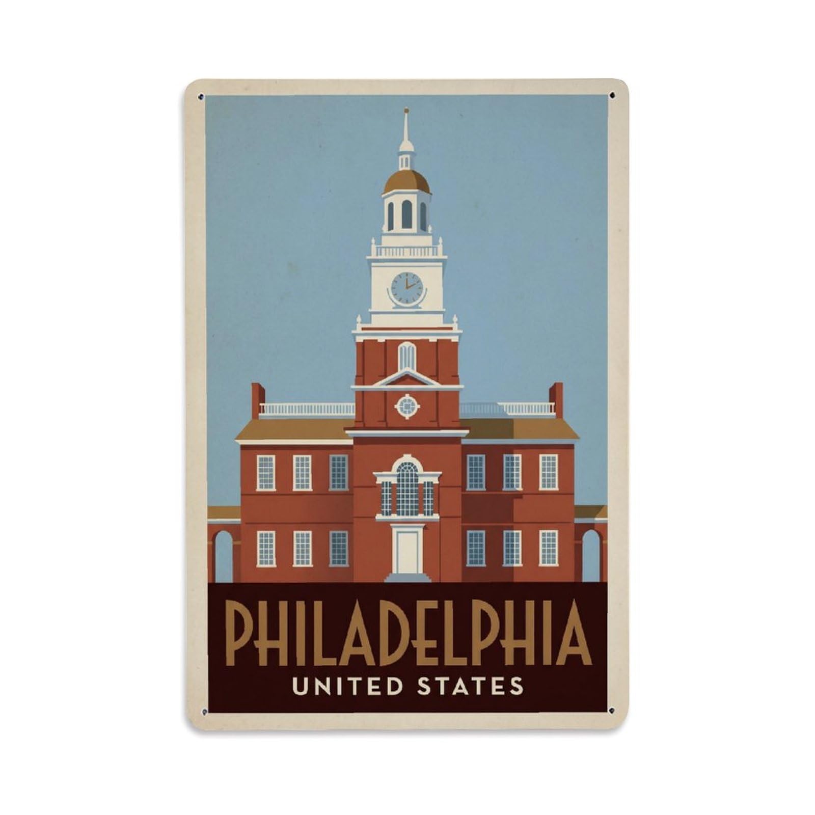 Xanthor Style Vintage Travel Usa Philadelphia Metal Tin Sign