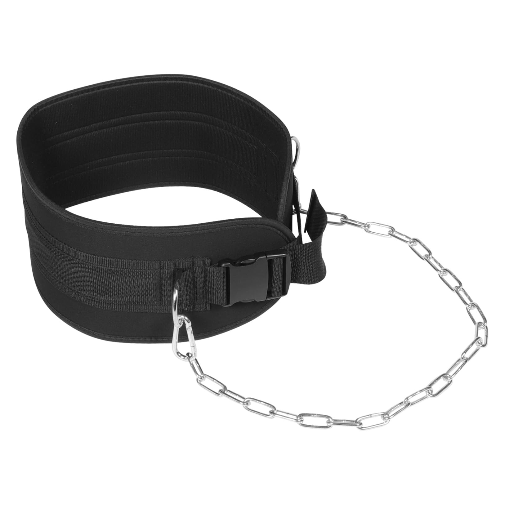 Cintura per Zavorra da Fitness con Catena, Nylon e Ferro | Weight Training, Nera, Design Sagomato Avvolgente, Fibbia Spessa e Catena Lunga