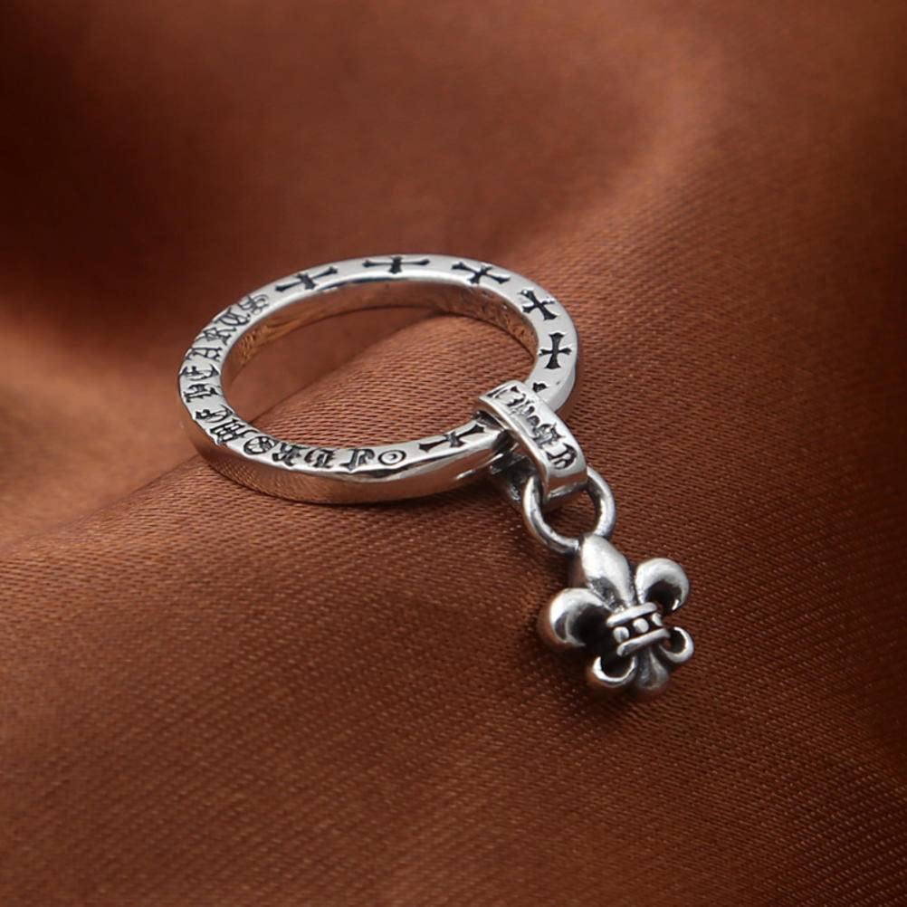 Ring de Dedo Abierta de Metal esterlina S925 Joyería de Metal de esterlina, Personalidad de Metal Vintage Cross Anchor Cross Posting Pareja Regalos para Amantes de Metal, 19#