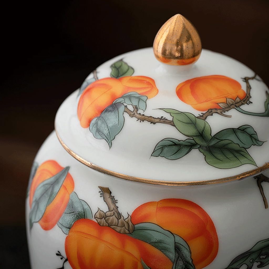 Puszka herbaty Ceramiczna herbata Zamknięty słoik Słoik herbaty Persimmon Herbaton Herbata biała kamelia Herbata owocowa Herbata zdrowotna Zamknięty pojemnik Kanister na herbatę (13 * 19 cm)