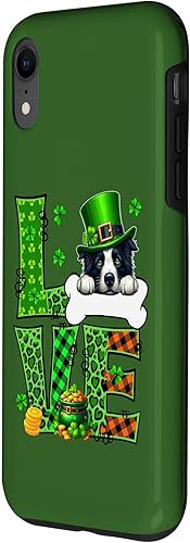 Miniatura 2 de Funda para iPhone XR LOVE Leopard Shamrocks Border Collie para el Día de San Patricio