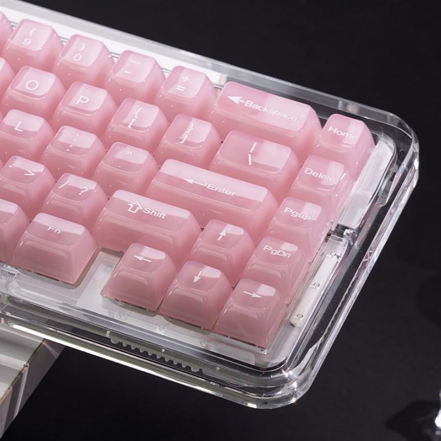 Womier Teclas de Teclado Transparentes, Rosas 60, 65, 75, 100 por ciento, Juego de Teclas Personalizadas para Cherry MX, Kailh, Outemu, Gateron (Perfil MD)