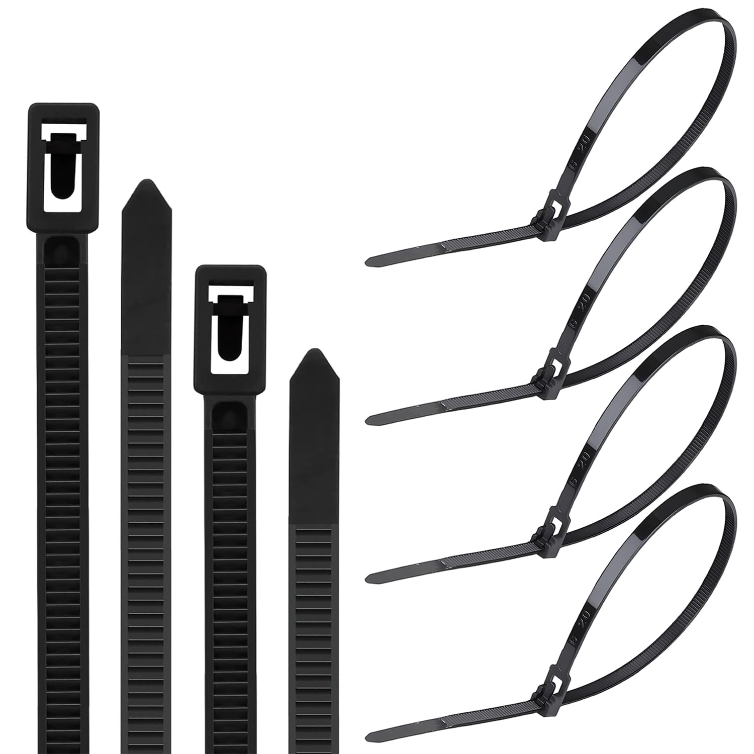 Yatrosynth 100 Pack Reusable Cable Ties 300mm×4.8mm, Heavy Duty Strong Nylon Premium Self Locking, for Home, Garden, Cable, Pipe, Office and Workshop - Black