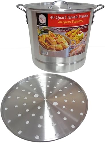 Miniatura 3 de Tamale Steamer Vaporera - Olla de aluminio para tamale/vaporera, 1 juego de 52 cuartos de galón + 40 cuartos + 32 cuartos + 24 cuartos + 20 cuartos