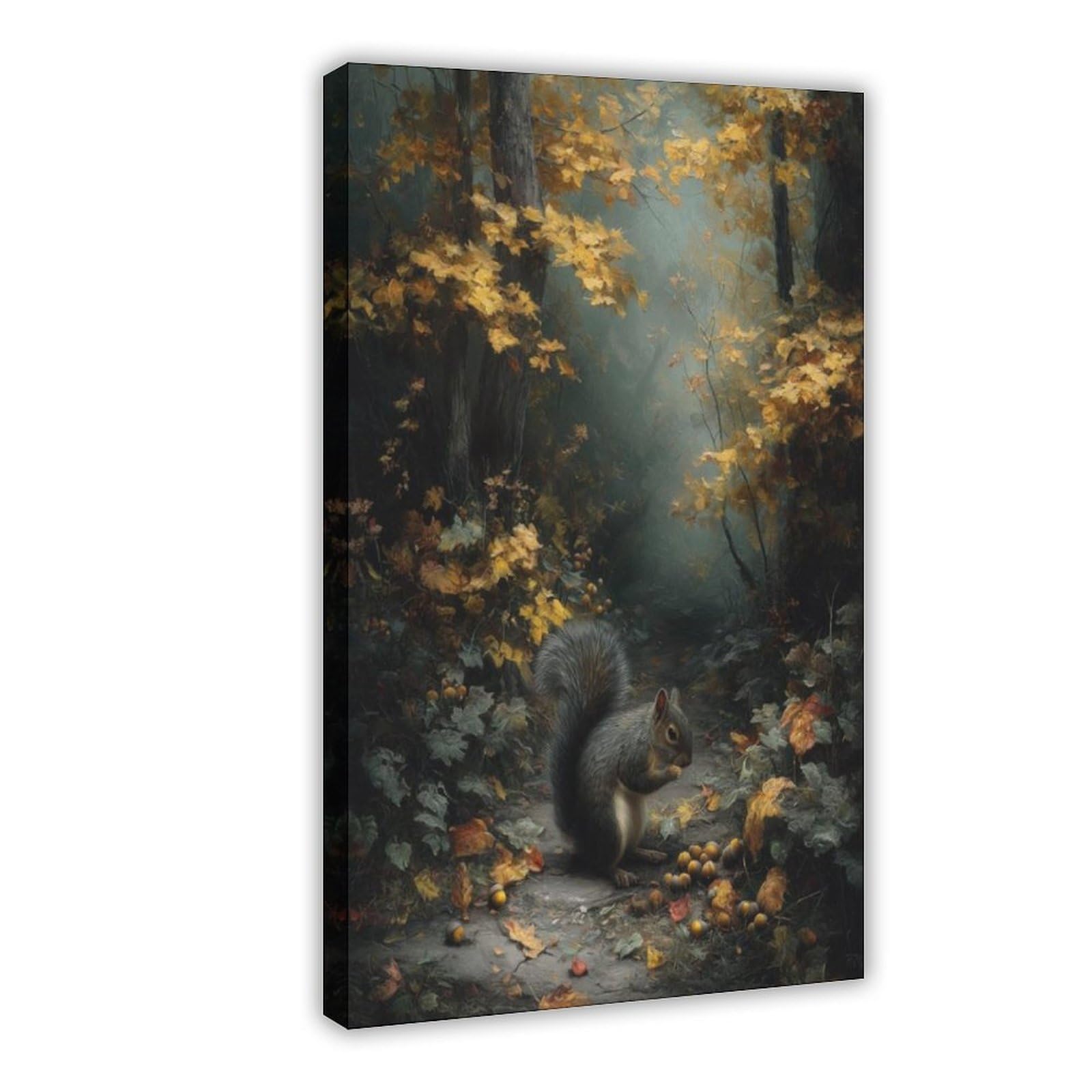 Bareronor Frame Forest Squirrel Canvas Poster Bedroom Decor Landscape Office Room Decor Gift 20" L X 30" W
