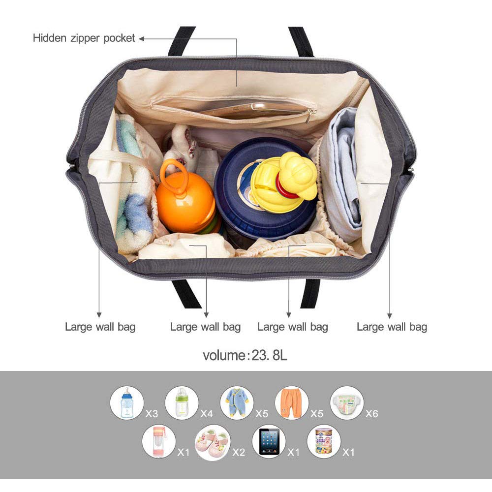 REYG Sac Fourre-Tout à Couches - Organisateur De Sac à Dos De Voyage Noir,Grey