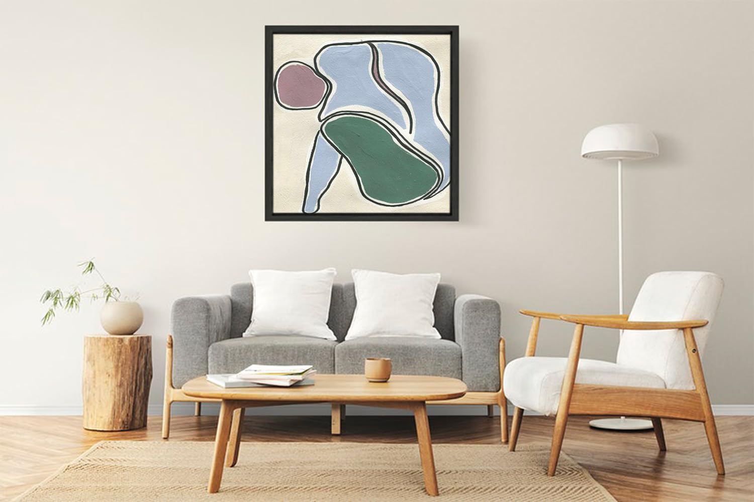 VERRE ART Printed Framed Canvas Painting for Home Decor Office Wall Studio Wall Living Room Decoration (22x22inch Black Floater) - Douxe