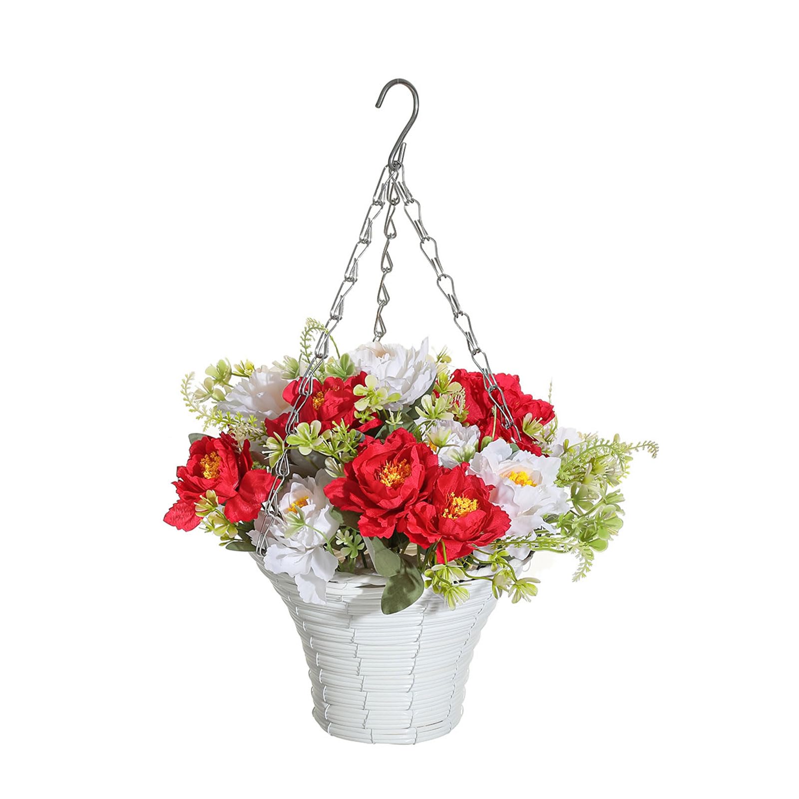 FackLOxc Artificial Hanging Flower in Basket for Outdoor Indoor Courtyards Decorations, Hanging Plant Basket for Spring Colorful