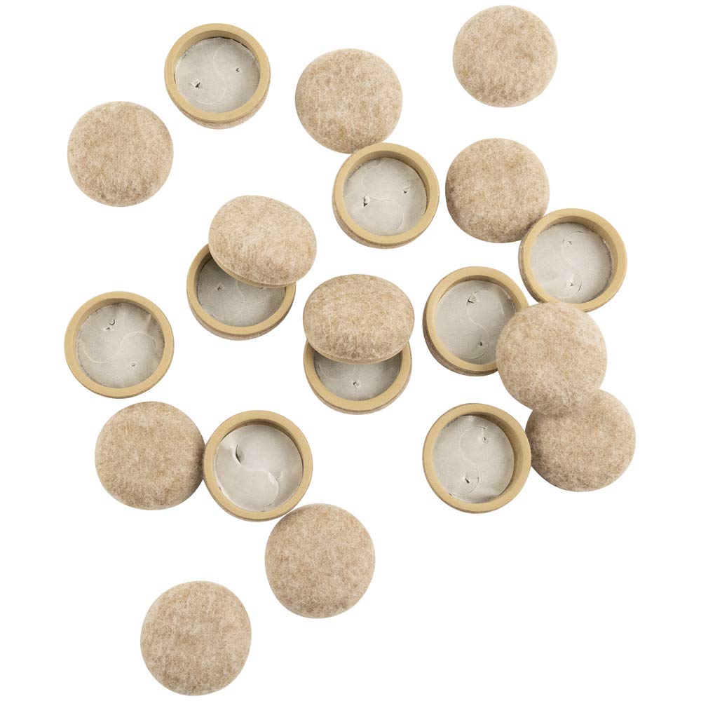 Secure Grip Formed Felt Movers for Furniture to Protect Hard Surfaces, 1.25", Beige (20 Pack)