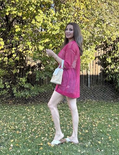 Image of Zeagoo Women's 2026 Summer Crochet Lightweight Cardigan Short Sleeve Boho Kimono Oversized Open Front Sweater Tops