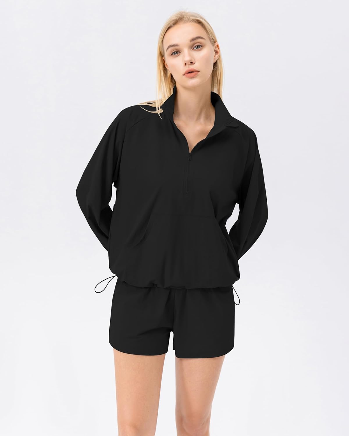 Locachy Women's Lightweight Half Zip Athletic Jacket Stand Collar Sun Protection Workout Pullover Top - Image 5