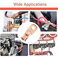 Vista 5 de 1/0 AWG 1/4" Stud (25 piezas), Terminal de Anillo de Batería de Servicio Pesado, Conectores de Calibre 0, Lengüetas de Alambre de Cobre de 1/0