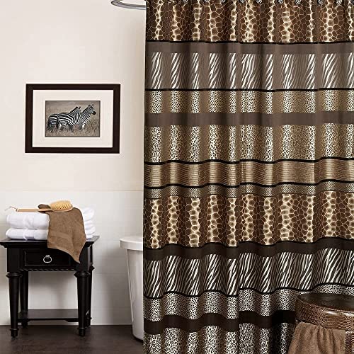 Zahari Home 831365 13Pc Safari Stripes Bathroom Shower Curtain Set Animal Print Shower Curtain & 12 Shower Curtain Hooks Luxury Southwest Shower Curtain Unique Design Rustic Shower Curtain Set thumb #1