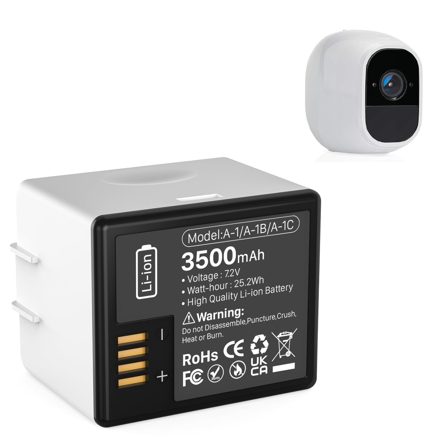 3500mAh Batterie pour Arlo Pro, Pro 2, 2026 Nouvelle Batterie de Remplacement Haute capacité Compatible with Caméra A-1 caméras VMA4400 VMC4030 VM4230 VMS3230 VM4030 (Lot de 1)