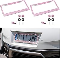 Vista 38 de Marco de matrícula de coche brillante, marco de matrícula de acero inoxidable con cristales hecho a mano, brillante, duradero, ajuste universal