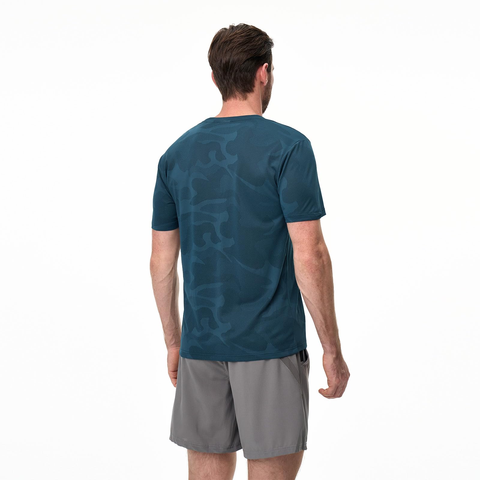 Superora Paquete de 3 camisetas deportivas para hombre, de secado rápido, para correr, entrenamiento, manga corta, malla transpirable con patrón de camuflaje jacquard — view 3