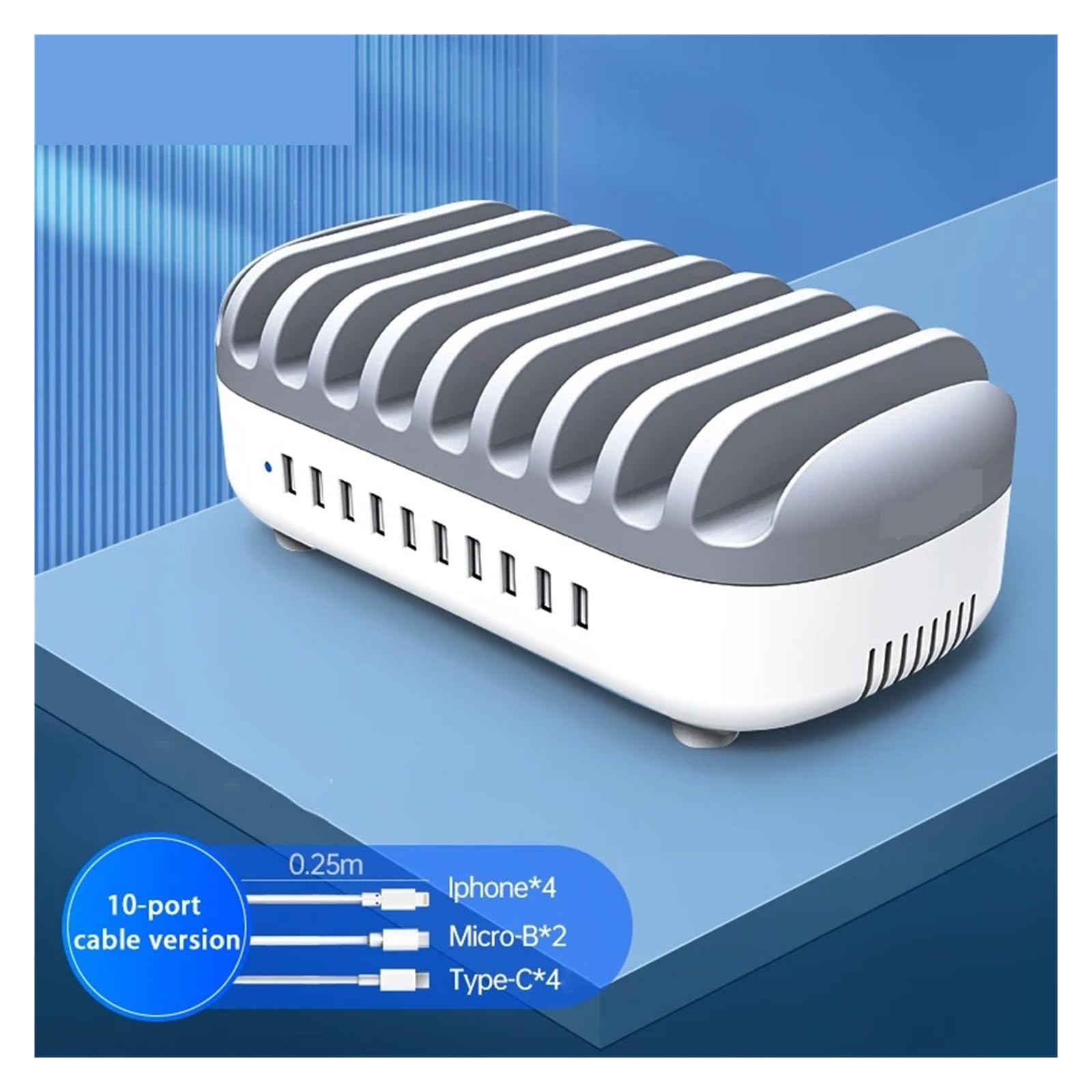 Wieloportowa Stacja Ładująca USB Dokująca PD120W 5 V 2,4 A Szybka Ładowarka Do Tabletu Office Bar(Black With Cable)