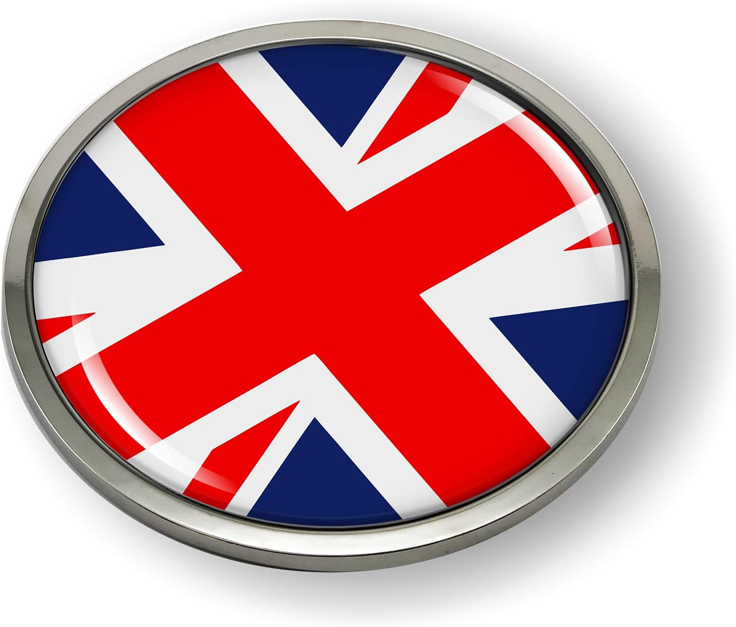 Union Jack United Kingdom Flag 3D Domed CAR Emblem Badge Sticker Chrome Metal Round Bezel