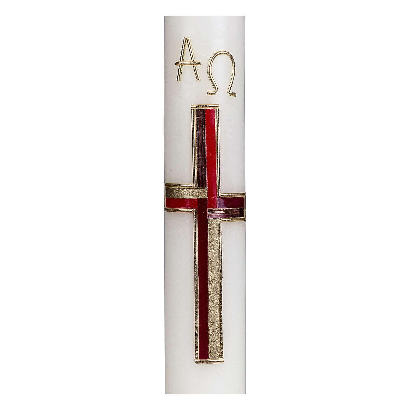 Easter Candle with red and Gold Cross 40x6 cm