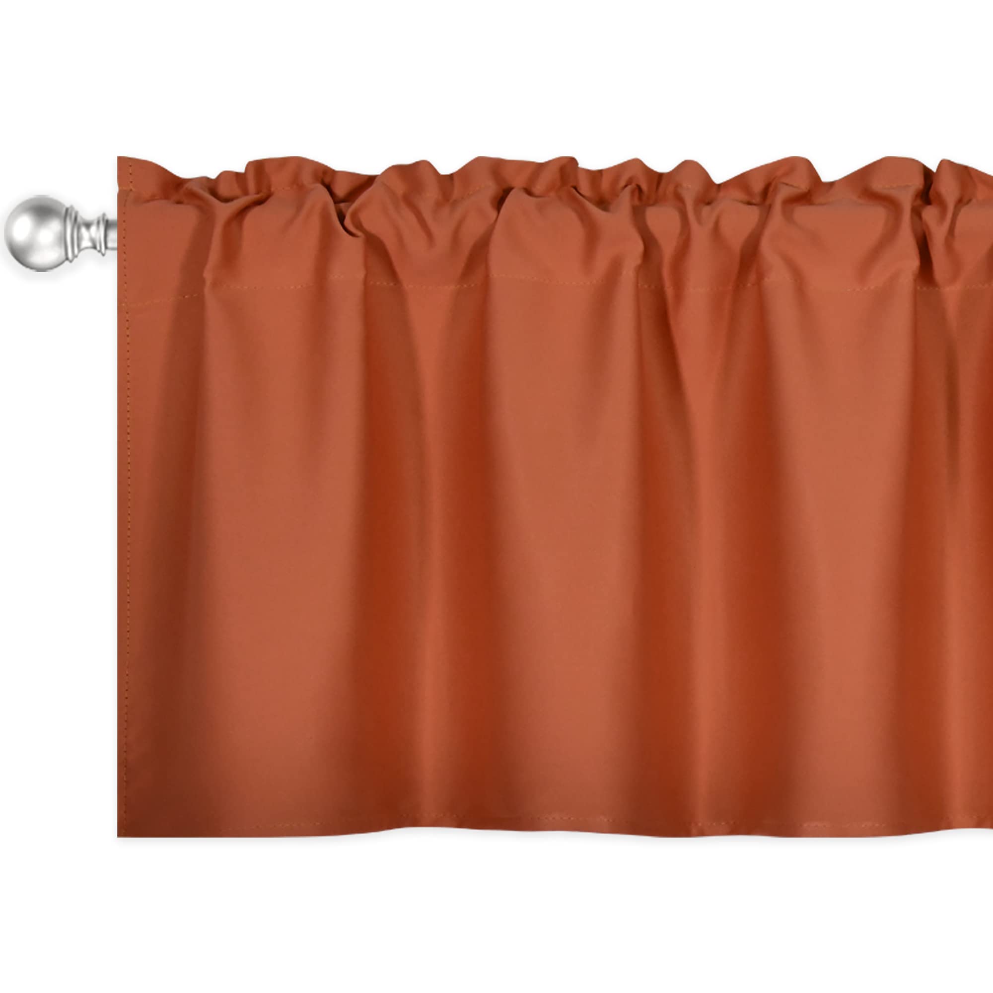 DECOVSUN Cantonnière Orange brûlé - pour fenêtres de 152 x 45 cm - Solide et occultant - avec Passe-Tringle - pour Salle de Bain, Salon, Terre Cuite