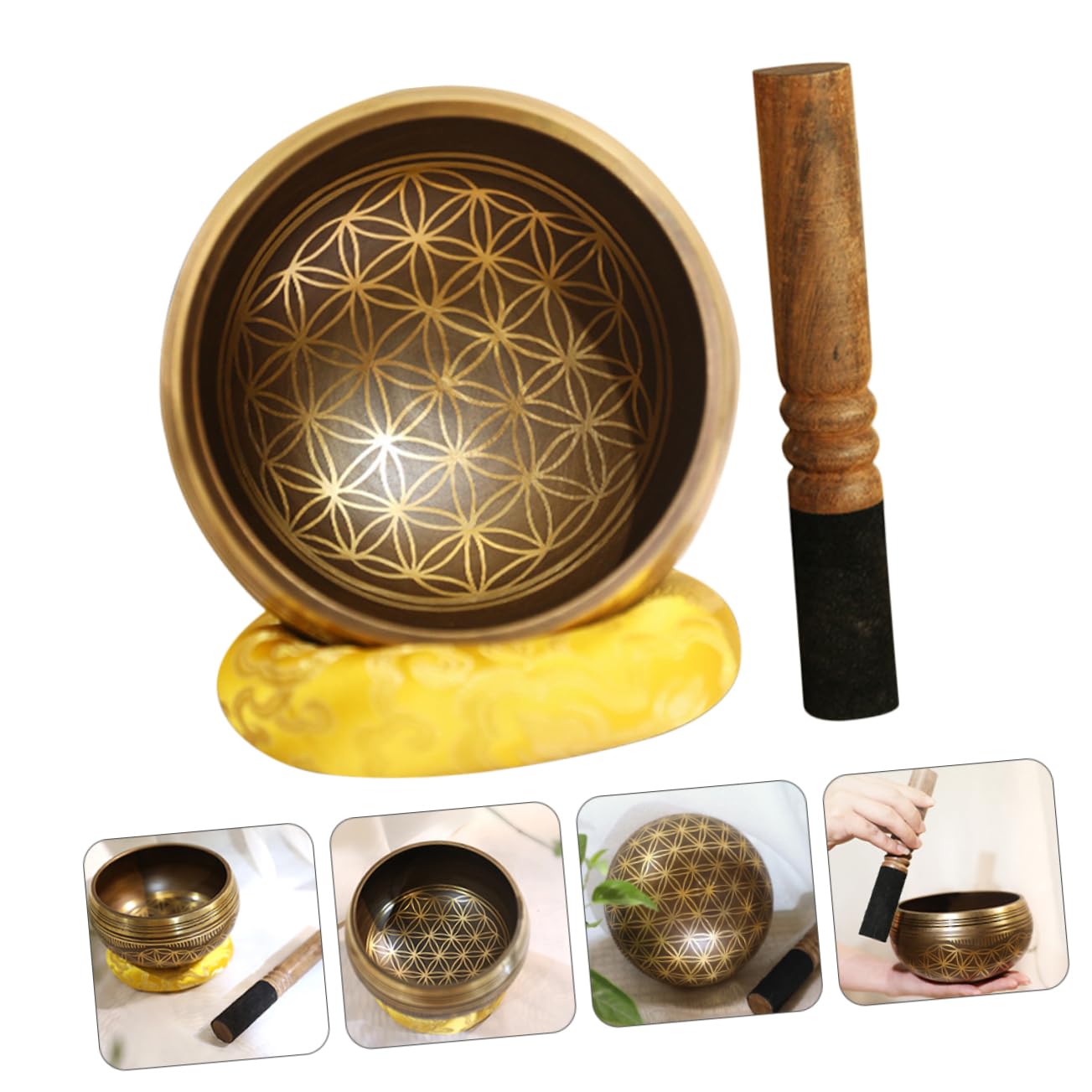 1set Ciotola Cantante Artigianale Stile Nepalgese Per Meditazione Completo Con e Cuscinetto Strumento Per Terapia Sonora e Relax Per Yoga Studio e Ambienti Di Meditazione