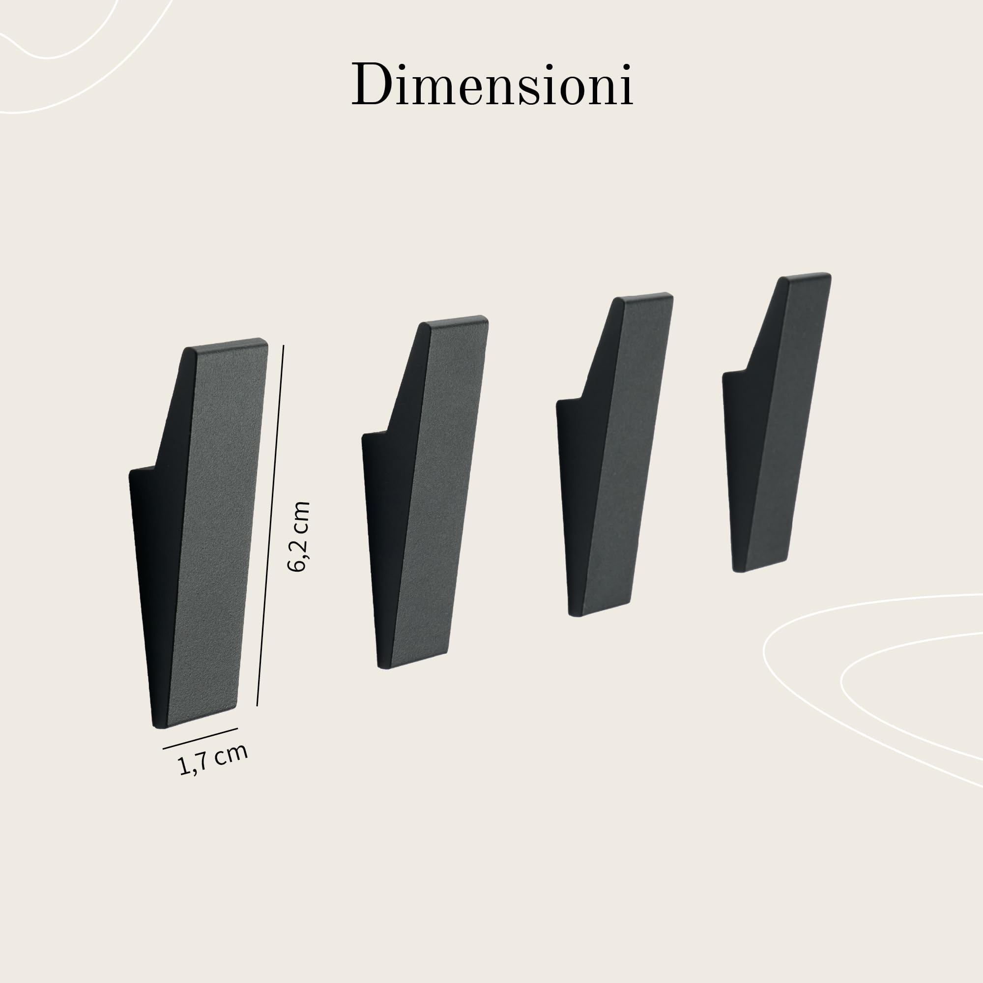 Design Amburgo Ganci adesivi forte | Appendi accappatoio bagno | Porta asciugamani bagno adesivo | Appendini bagno e ganci cucina | Design Moderno | 4 Pezzi | Appendi asciugamani bagno nero