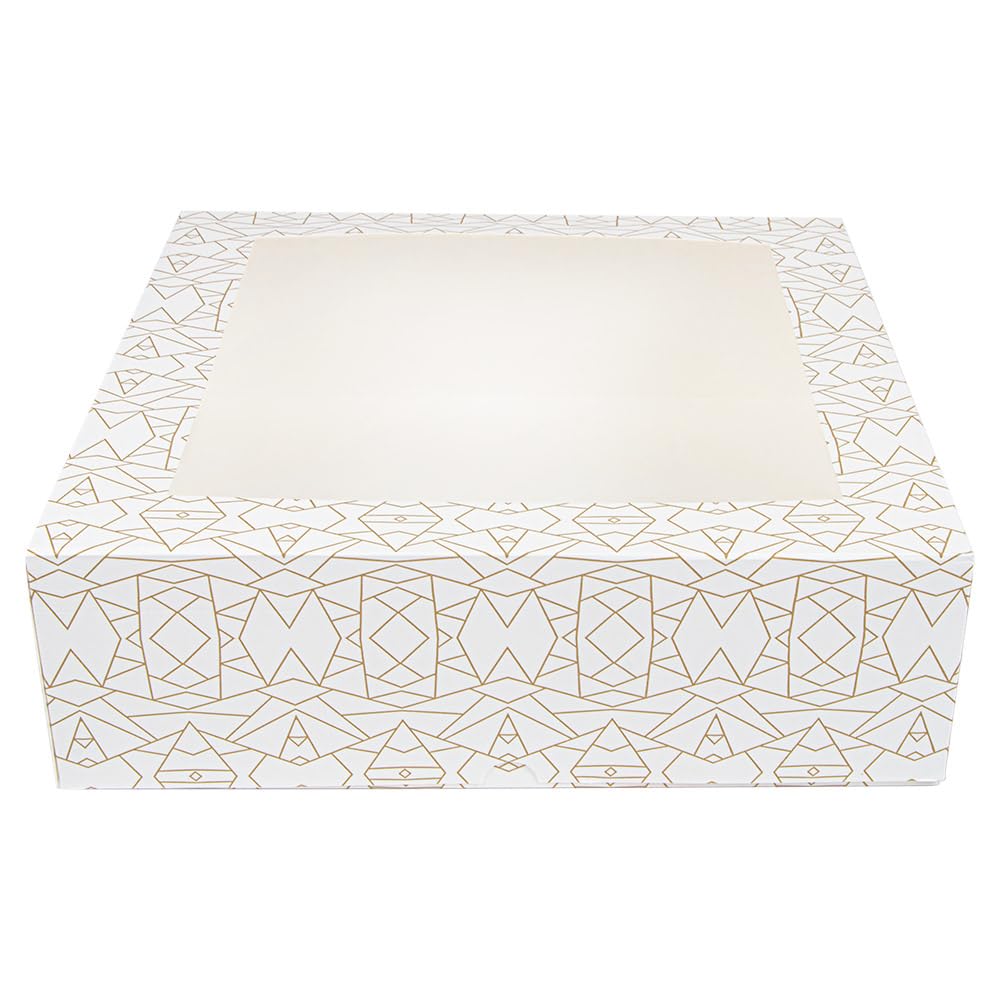 50 pezzi - Scatole per pasticceria con finestra 'Thepack' 250 g/M2 + Opp 32 x 32 x 10 cm bianco cartone ondulato Nano-Micro