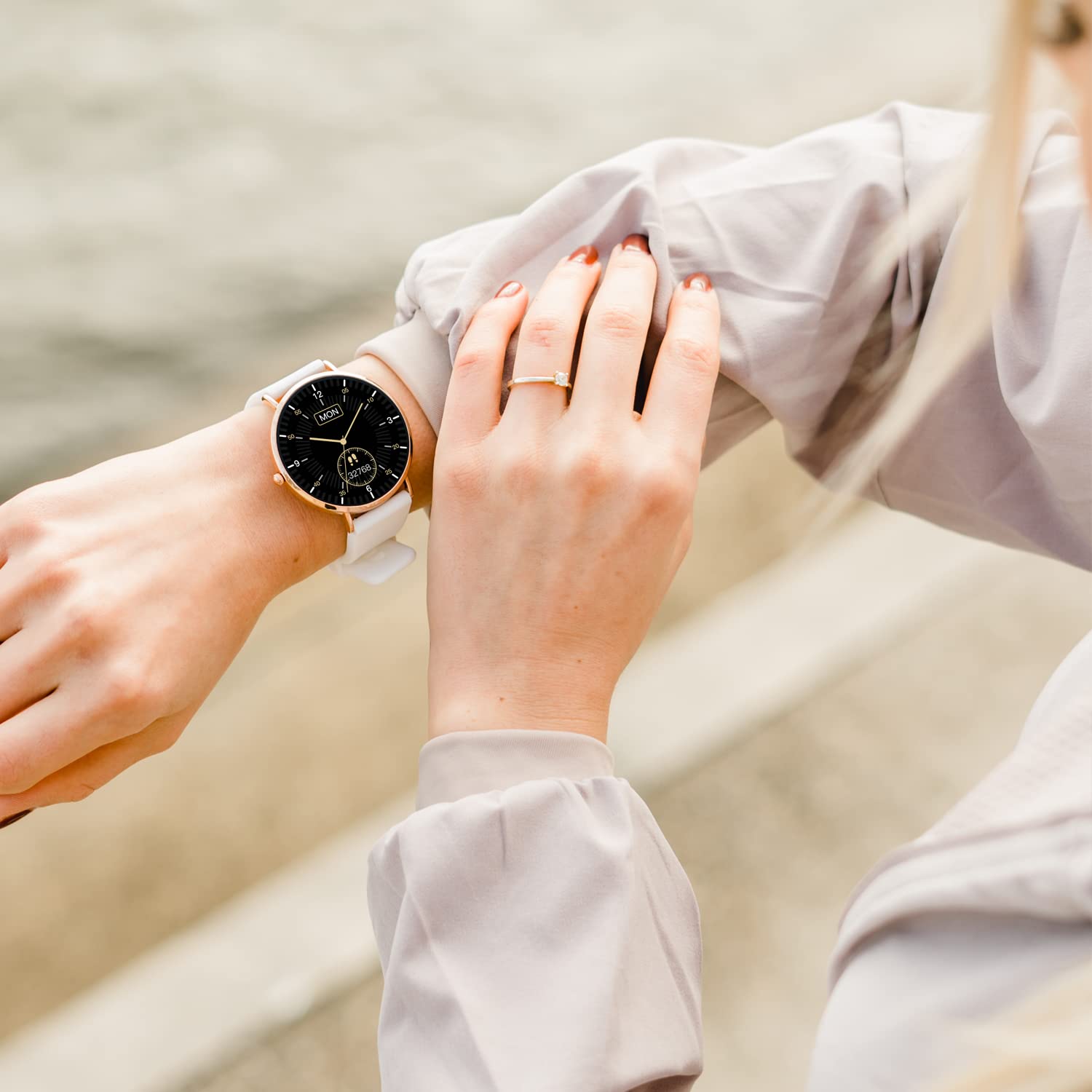 SIONA 2 Damen Smartwatch Roségold Weiß – AMOLED, 7 Tage Akku, IP68 SIONA 2 Damen Smartwatch Roségold Weiß – AMOLED, 7 Tage Akku, IP68