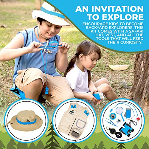 Image of Kids Explorer Kit with Safari Vest & Hat for 7-12 Year Old Boys & Girls | Safari Costume & Dress Up as Zoo Keeper, Paleontologist - Giftable Outdoor Adventure Kit for Kids + Adventure Book