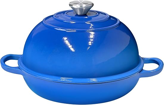Bread Dutch Oven for Sourdough Bread Baking Cast Iron Dutch Oven Pot with Lid, Enameled Bread Baker, 6 Quart/26cm Blue