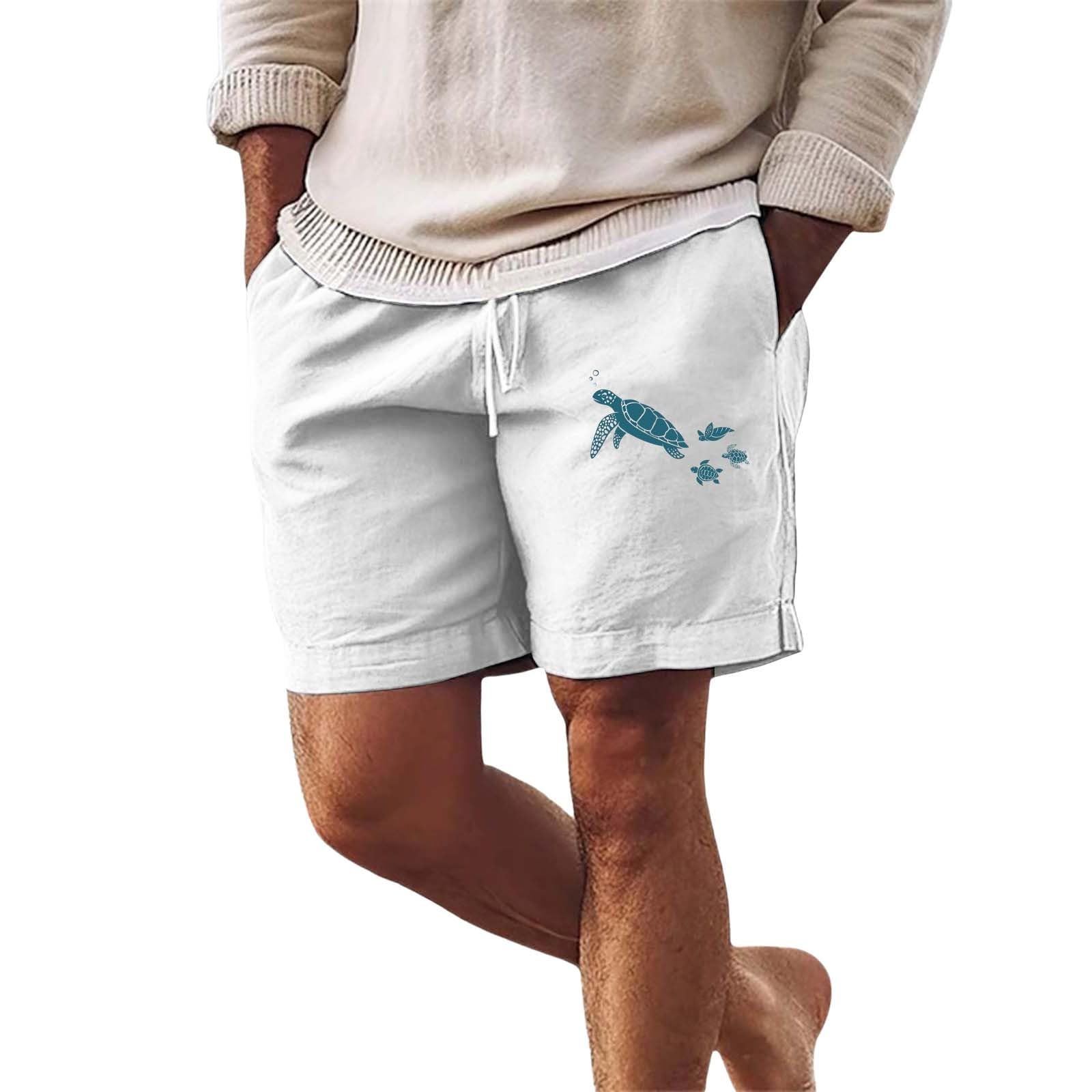 Pantaloncini Corti Da Uomo, Estivi, In Lino, Leggeri, Da Uomo, In Vita Elasticizzata, Ariosa, Da Spiaggia, Con Elastico E Tasche, Per Uomo E Da Spiaggia, Azzurro, S