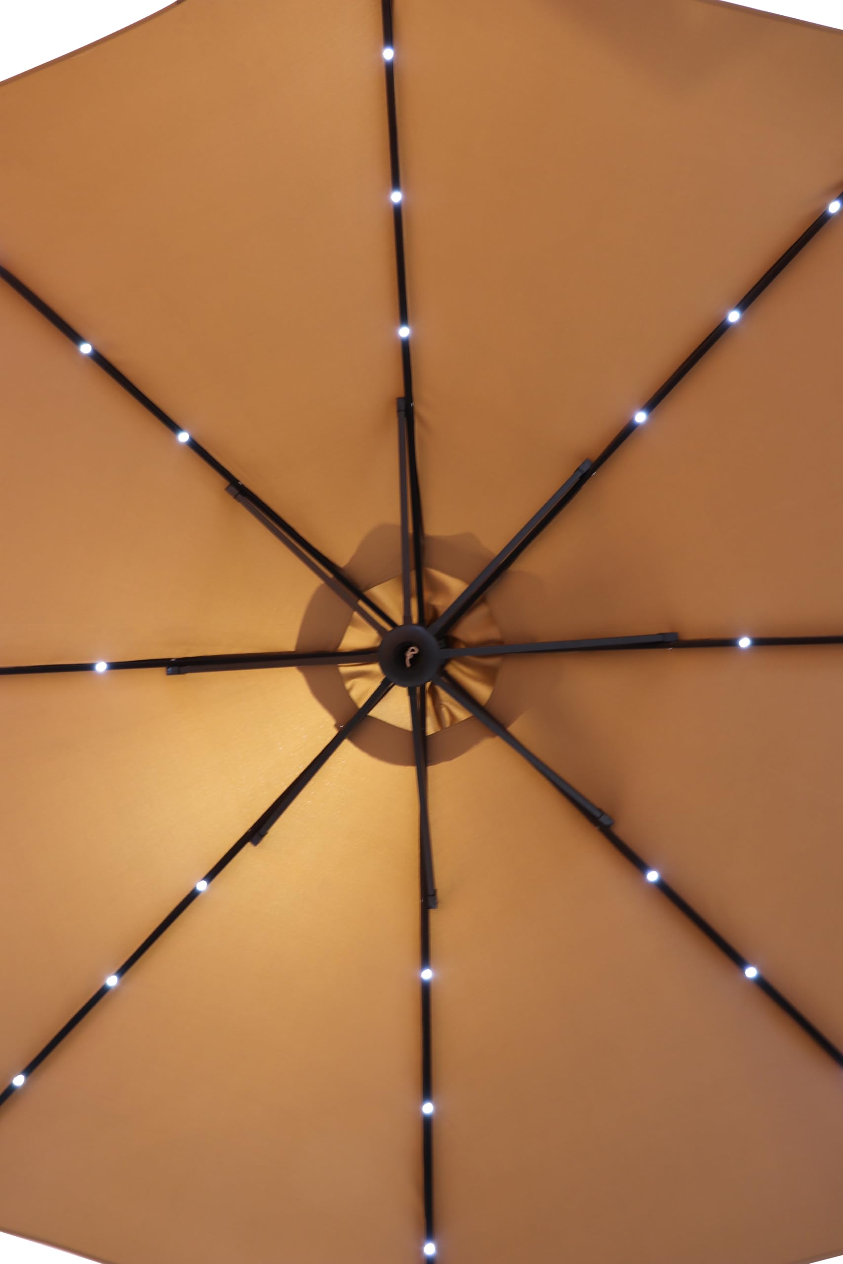 NETSPA - GD-UM2500BS - Parasol Complet (Base + Parasol) - Structure en Acier - LED intégrées alimentées par Panneau Solaire - Pied avec Roulette de Transport - Rond