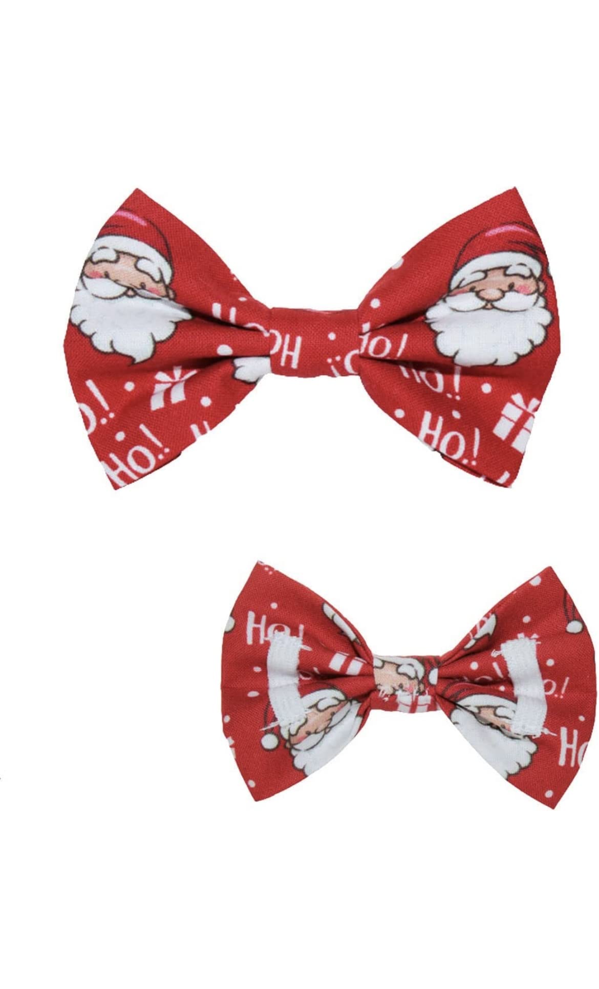 New Dogs Bow Tie Bowtie Christmas SANTA CLAUSE HO HO! RED Elastic Band attach COLLAR ACCESSORY Handmade UK (Santa HO! Large)