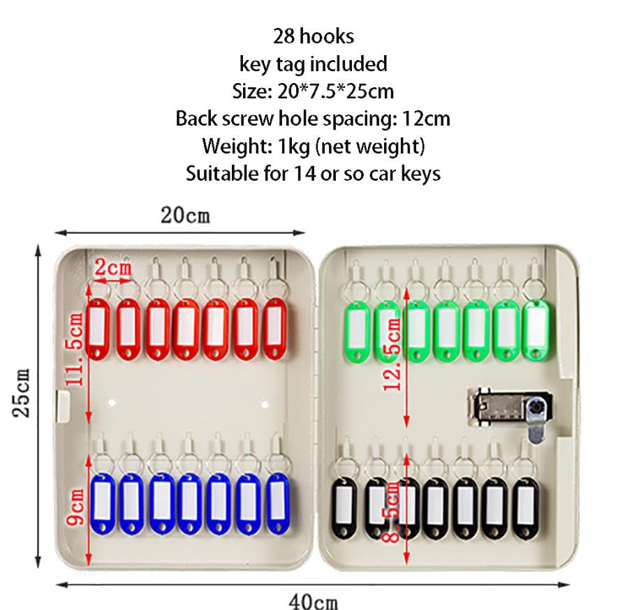 Armoire à clés murale avec serrure ionique C à 3 chiffres – Boîte de rangement sécurisée pour clés pour la maison et le bureau – Porte-clés résistant au vol