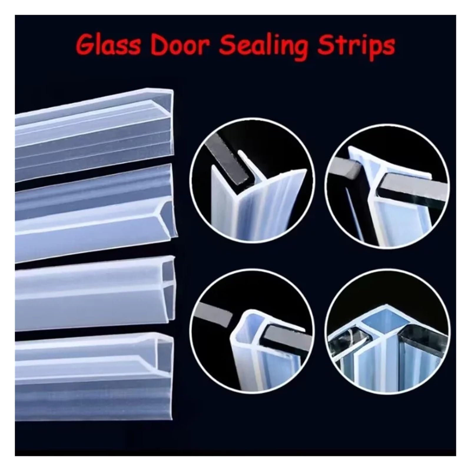 Burlete Ventana Tiras De Sellado De Puertas De Vidrio En Forma De H/F/U, Burletes De Silicona For Ducha Y Baño, Tapón De Tiro(H type,4m,6mm)