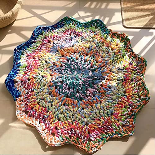 Msyarn Tshirt Yarn, Yarn For Crocheting, Crochet Yarn, Elastic Yarn, Fabric Yarn, Spaghetti Yarn For Bag, Hand Craft, Crochet Project, 3.3 Oz, 30 Yard (7# Red&Cyan) #TOP6