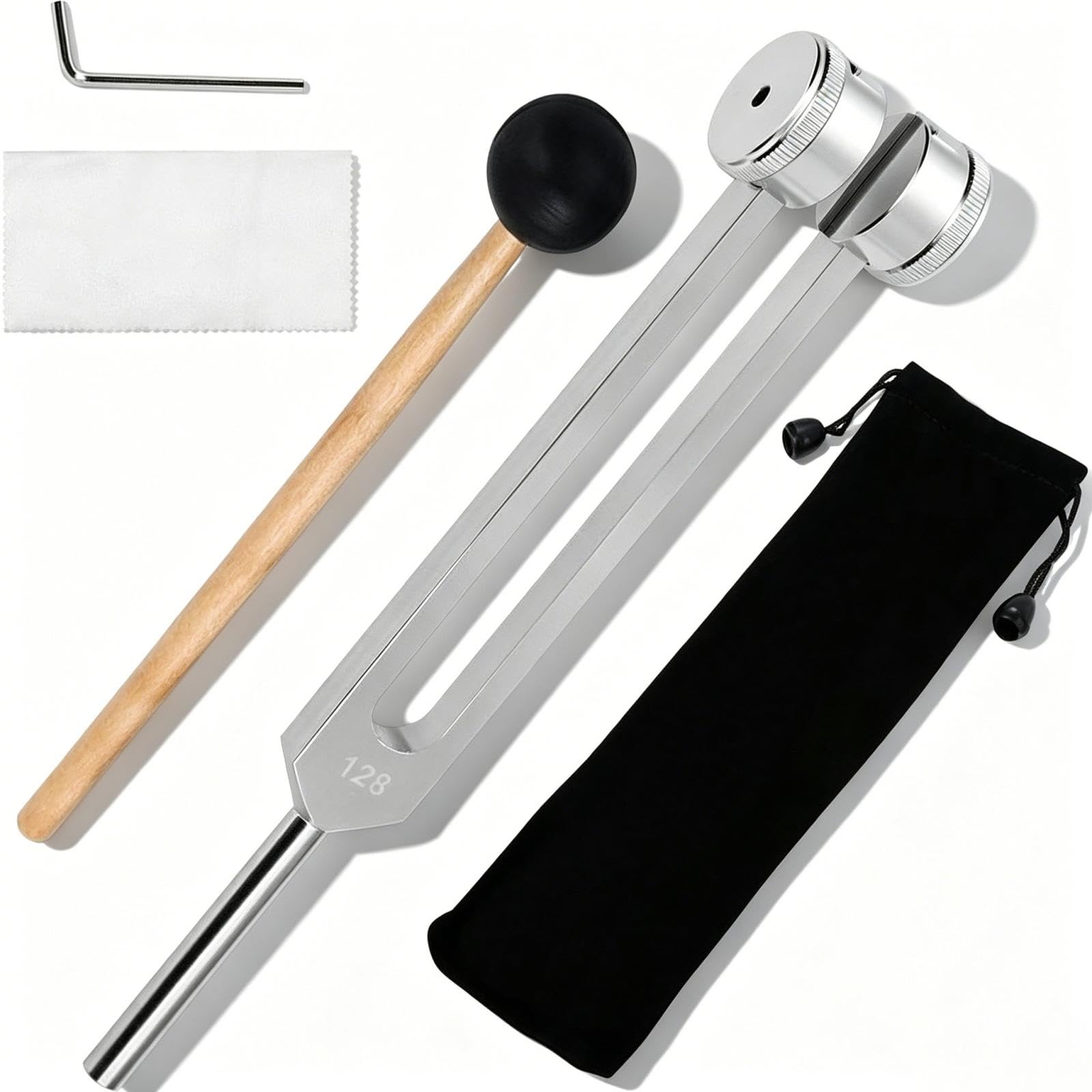 Juego de Diapason 128 Hz, Diapasones Terapéuticos de Aleación de Aluminio, Respuesta de Frecuencia Precisa, para Terapia de Chakras, Terapia de Sonido, Yoga, Meditación y Relajación