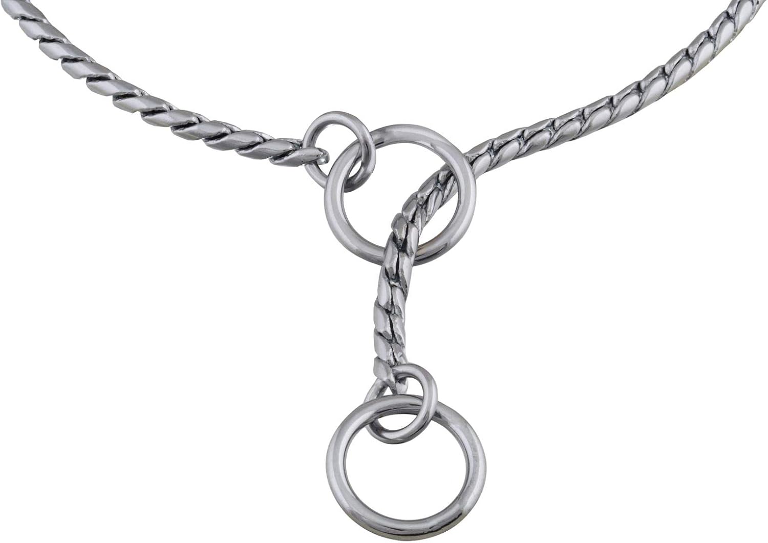 Alvalley Metal Chain Dog Show Collar - Pet Slip Collar for Shows - Fine Brass Snake Chain Collar - Adjustable for Toy, Small, Medium, Large, and Extra Large Dogs (Chrome, 26", 5.5mm Thick)